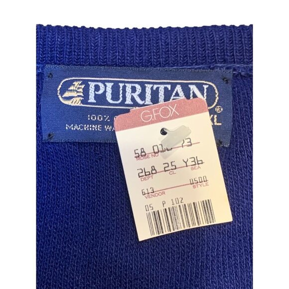 Vintage 90s NEW Puritan Blue V Neck Pullover Sweater XL NWT - Picture 4 of 6